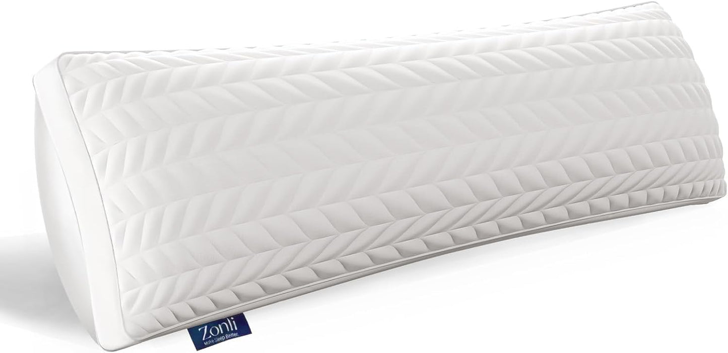 ZonLi Adjustable Memory Foam Body Pillow for Adults, Firm Support Long Pillow for Side Sleepers, Elegant Quilted 20x54 inch Full-Length Pillow with Washable Cover, White