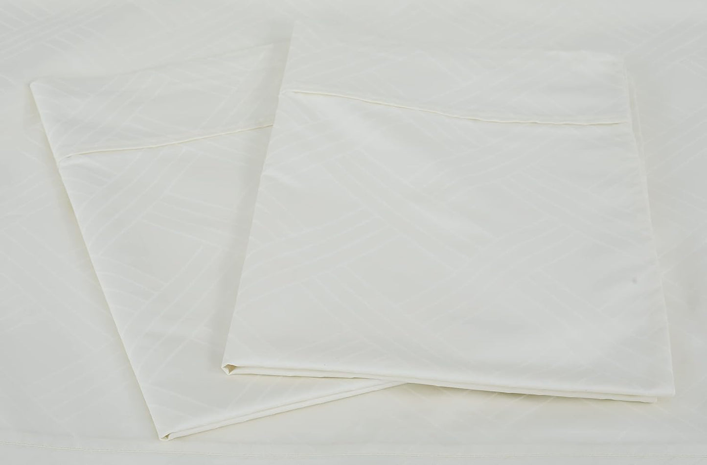 Threadmill Luxury 100% Cotton King Sheets - 800 Thread Count Jacquard Celine Ivory, Better Than Egyptian Cotton,4 Pc Striped Bed Set, Damask Sheets, Fits 16'' Deep Pocket