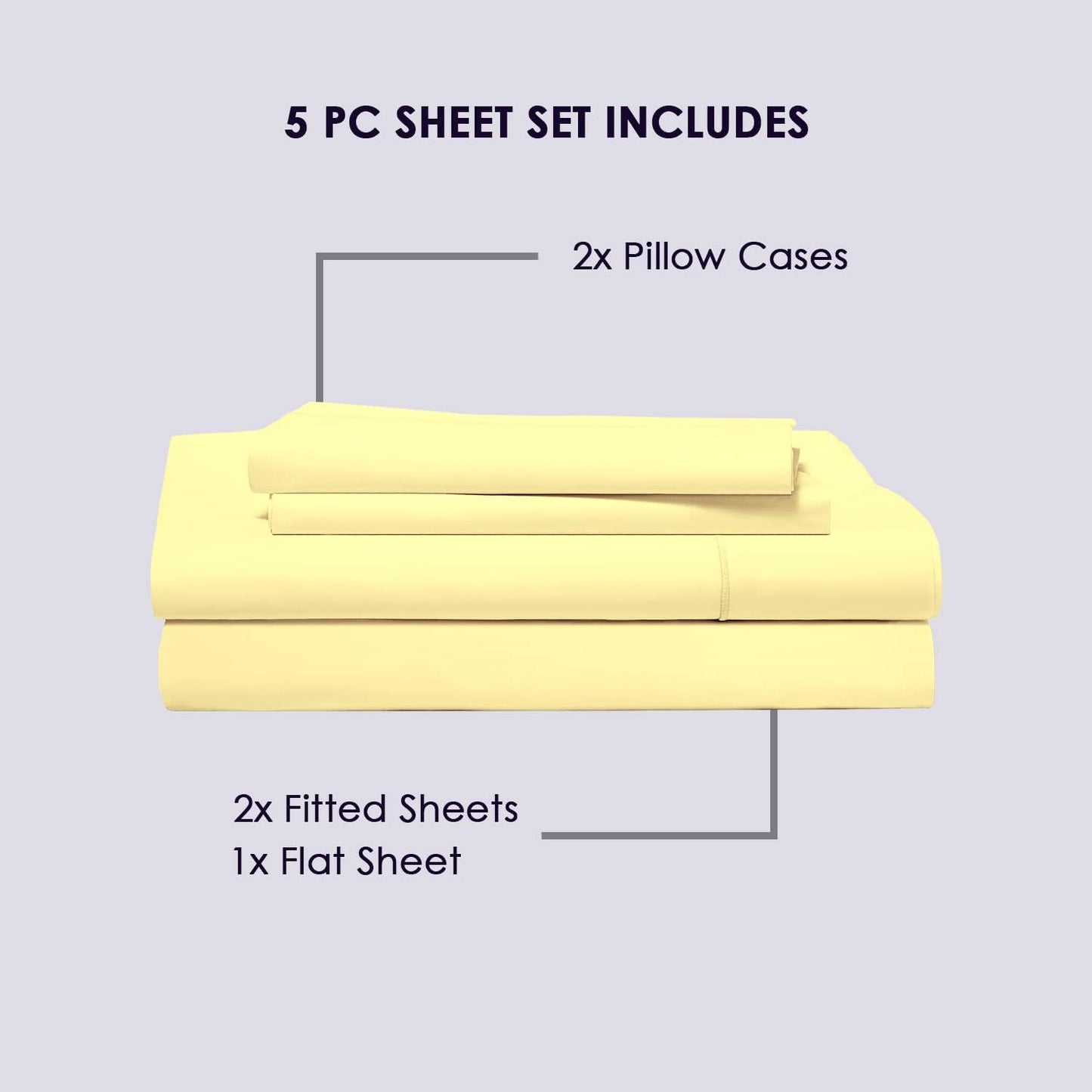 Pizuna Pure 100% Cotton Split King Sheet Set Mellow Yellow, 800 Thread Count 100% Long Staple Cotton Split King Sheets for Adjustable Bed, 15" Deep Pocket Sheets (Combed Cotton Bed Sheets)