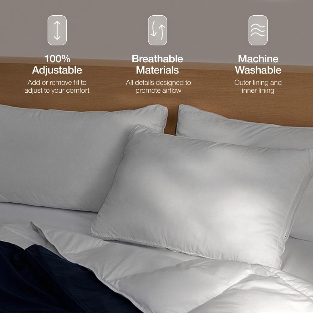 Coop Home Goods Essence Down Alternative Pillow Set of 2, Queen Size, Best Pillows for Sleeping, Adjustable Alternative to Down Pillows, Luxury Hotel Pillow for Back, Stomach or Side Sleepers