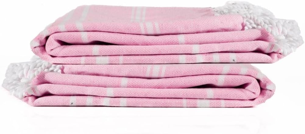 Cotton Turkish Beach Towel with Towels Oversized 36"x72" Pool Absorbent Extra Large Quick Dry Sand Travel Towel (Peony Plush, 2 Pack)