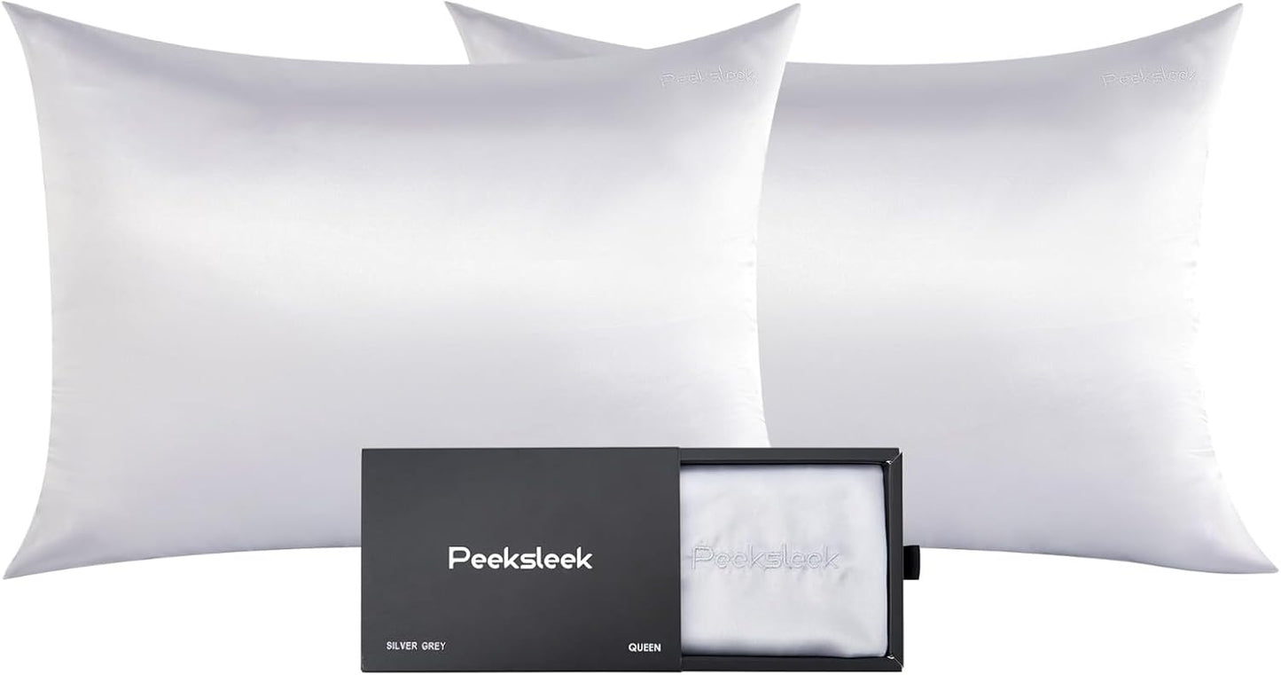 100% Mulberry Silk Pillowcases with Zipper– Luxurious, Anti-Aging Pillow Covers, 22 Momme 6A Grade Silk Pillow Cases 2 Pack for Hair and Skin Care (White, Standard)