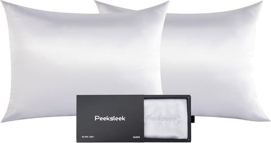 100% Mulberry Silk Pillowcases with Zipper– Luxurious, Anti-Aging Pillow Covers, 22 Momme 6A Grade Silk Pillow Cases 2 Pack for Hair and Skin Care (White, Queen (U.S. Standard))