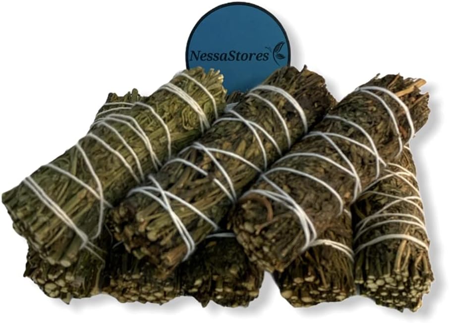NessaStores 64 pcs Ruda Rue Smudge Sticks, 4-Inch Hand Tied, All Natural, Ethically Sourced for Home Cleansing, Clearing Negative Energy, & Attracting Positivity JC-204