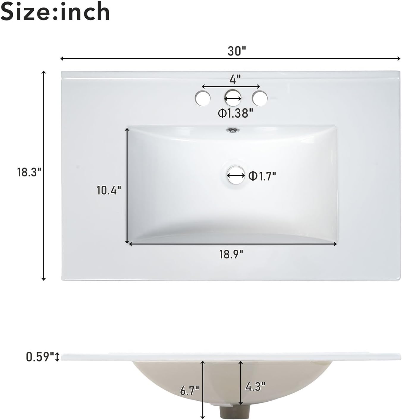 60" Bathroom Vanity Set with Double Vanities, Double Ceramic Sinks, Storage Shelf, Soft Closing Doors, Divided Drawers (Mirror not Included), Large Bathroom Vanity Sink Set (Black)