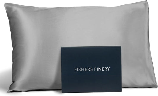 Fishers Finery 25mm 100% Pure Mulberry Silk Pillowcase (Silver Standard)