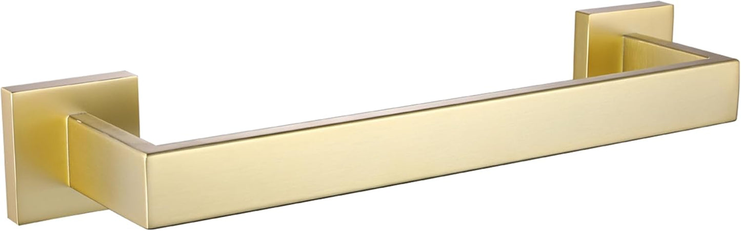 LANC 12-Inche Towel Bars for Bathroom Wall Mounted 30CM Brushed Gold Kitchen Towel Ring Total-14” Stainless Steel Square Towel Rails for Bathroom Hand Towel Holder Towel Hanger, A8804BG-3P1