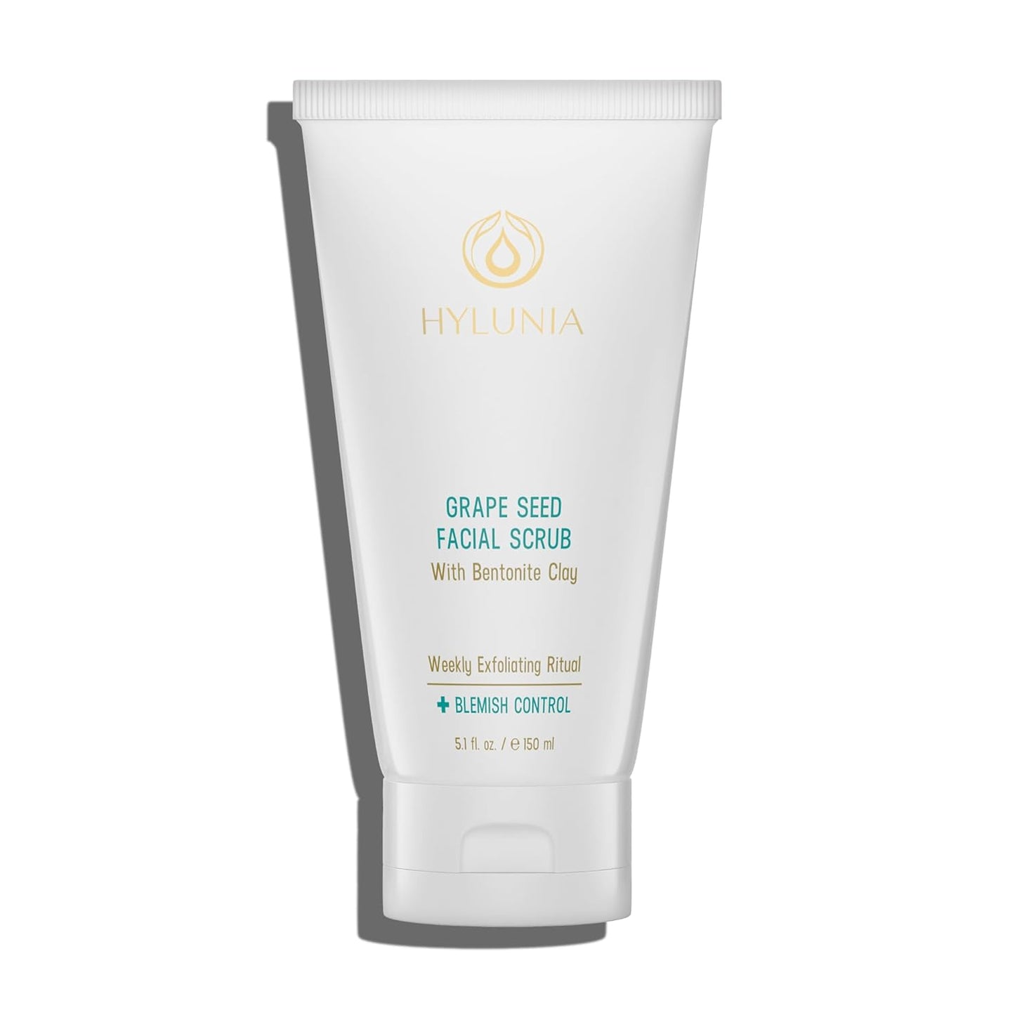 Hylunia Skincare Grape Seed Facial Scrub – Gentle Exfoliating Face Scrub with Ground Grape Seed, Bentonite Clay, and Alpha Hydroxy Acid for smooth, glowing skin and refined pores, 5.1oz