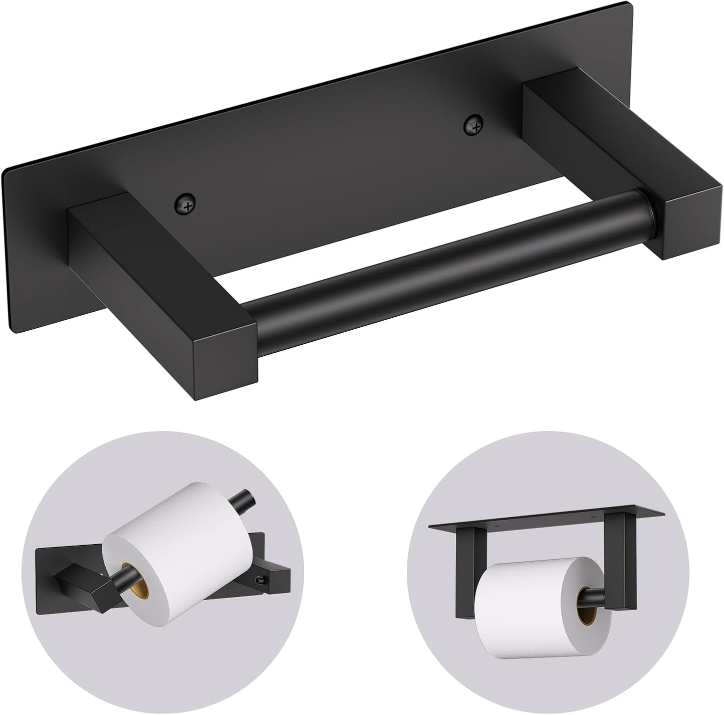 Black Bathroom Toilet Paper Holder Wall Mount, Stainless Steel Commercial Toilet Paper Dispenser Paper Towel Holder, Large Bathroom Toilet Tissue Roll Holder