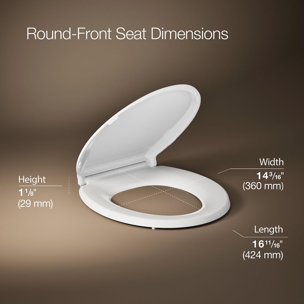 KOHLER K-35585 Cachet Recycled Plastic, Readylatch, Quiet-Close, Soft Close Round Toilet Seat