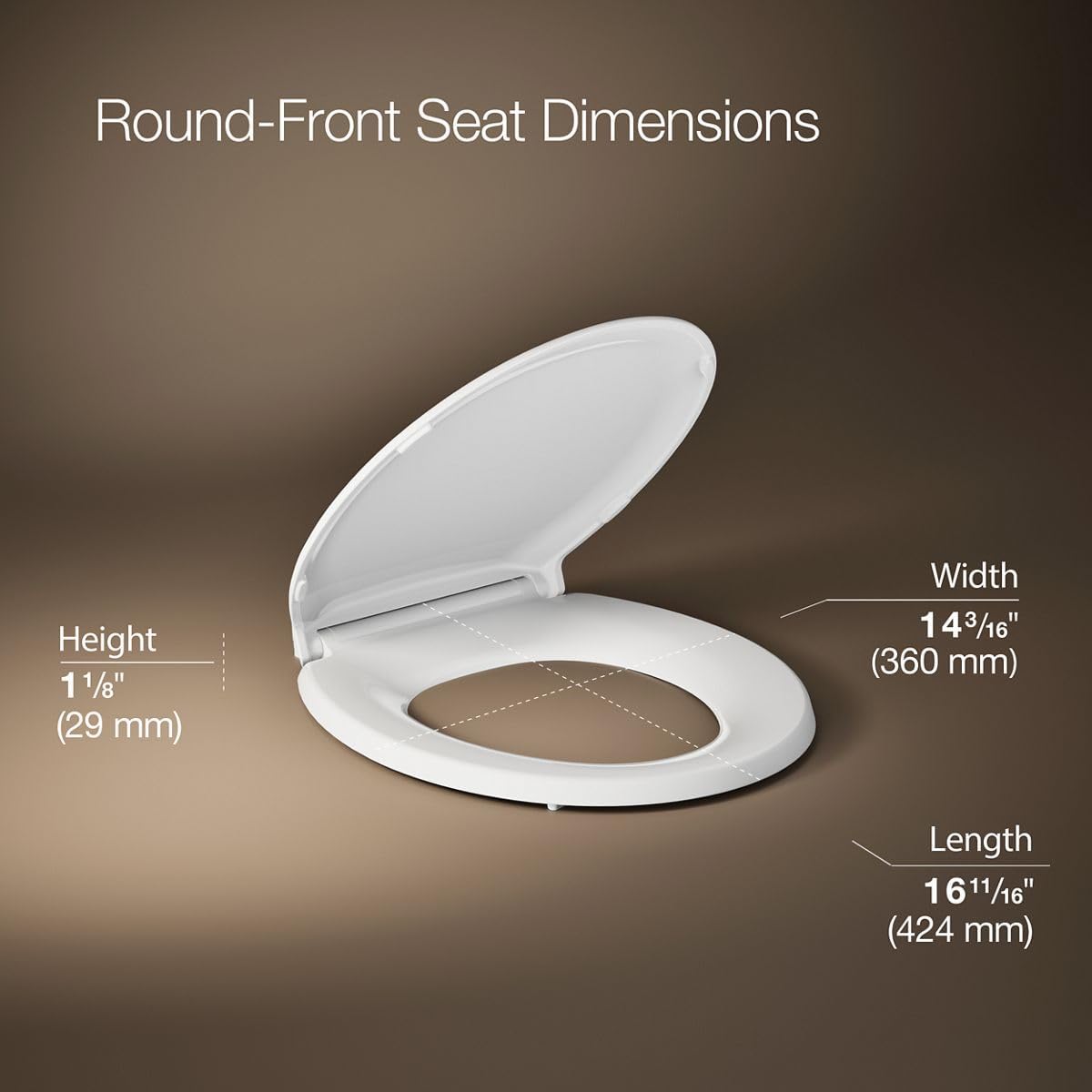 KOHLER 78052-RL-0 Rutledge ReadyLatch Quiet Close Rount Toilet Seat, Slow Close Lid and Seat, Grip-Tight Bumpers and Installation Hardware, White