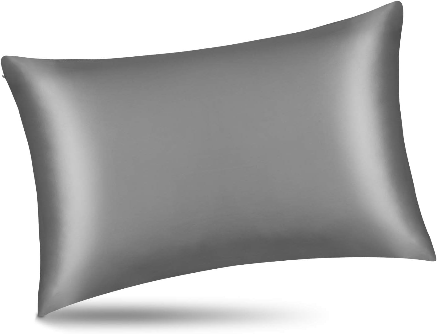 ALASKA BEAR Natural Silk Pillowcase, Hypoallergenic, 19 Momme, 600 Thread Count 100 Percent Mulberry Silk, King Size with Hidden Zipper (1pc, Iron Grey)