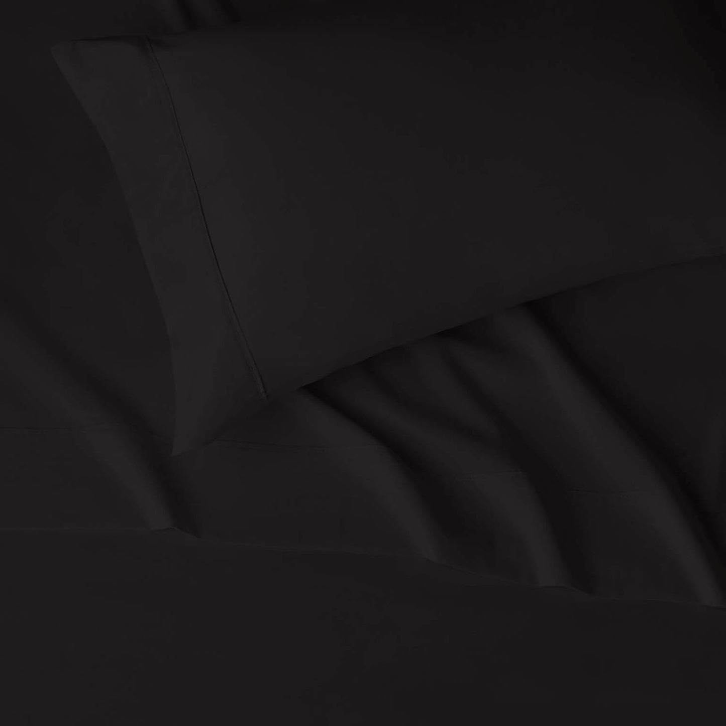 Amazon Basics Lightweight Super Soft Easy Care Microfiber 3 Piece Bedsheet Set with 14-Inch Deep Pockets, Twin XL, Black, Solid