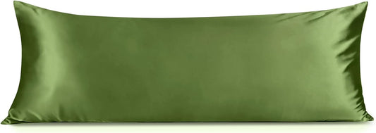 INFIIXSO Body Pillow Cover with Zipper, Luxury Mulberry Silk Body Pillow Case 20x54 Inches, Ultra Smooth and Soft Cooling Long Pillowcase, Gift for Women, Men(Cedar Green)