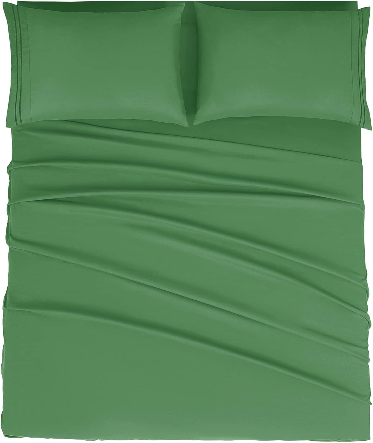 Mejoroom California King Size Sheet Set - Soft Microfiber Bed Sheets,Deep Pocket Fitted Sheet, Breathable, Wrinkle & Fade Resistant - 4 Piece (California King, Calla Green)