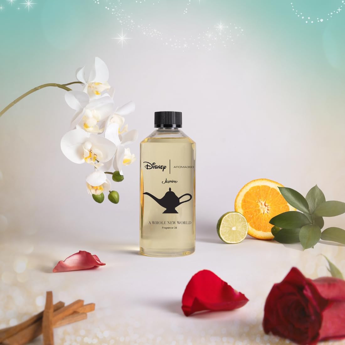 Aroma360 | Disney | A Whole New World Fragrance Oil Blend | Aladdin| Princess Jasmine | Luxury Essential Oil Diffuser | Aromatherapy Scent Diffuser Oil | Orange, Aldehydes & Jasmine 16.9 fl oz, 500mL