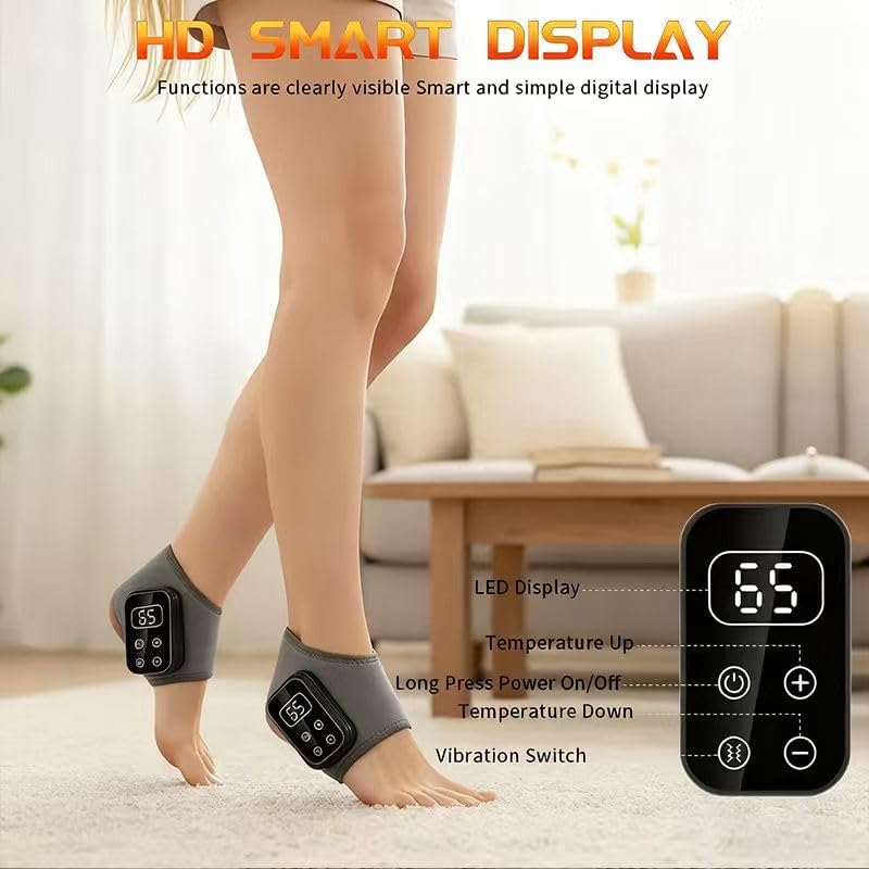 Triple Method Foot & Ankle Massager – Wireless Portable Massage Wrap with 3 Vibration Modes, 5 Intensity Levels, Foot Revive Massager for Relaxation, Circulation & Pain Relief (2 Pack)