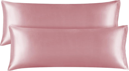 BEDELITE Satin Body Pillow Cover 2 Pack, Super Soft and Cooling Body Pillow Pillowcase for Hair and Skin, Breathable Silky Full Long Pillowcase Cover(20"x54", Nostalgia)
