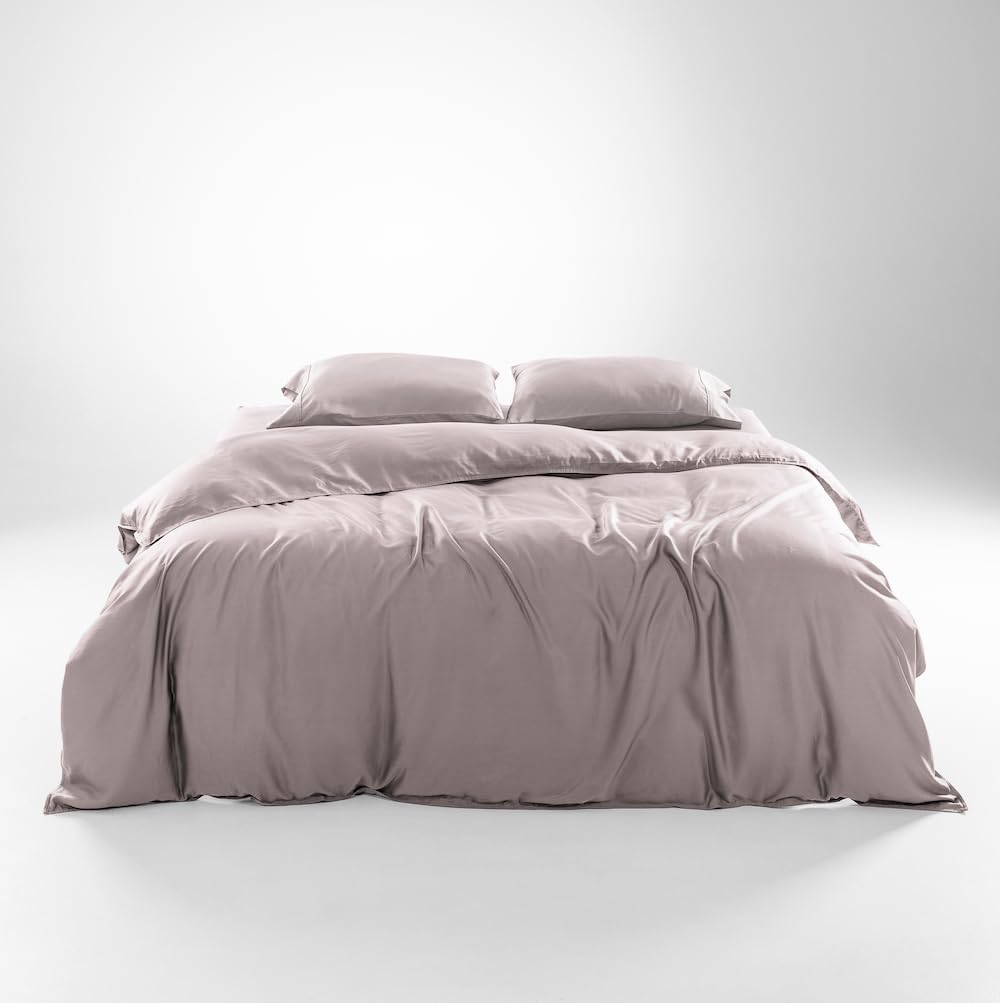 Olive + Crate Tencel Eucalyptus Cooling Duvet Cover Set - Hypoallergenic, Lyocell Tencel Duvet Cover - Soft, Temperature Regulating with Hidden Button Closure & Corner Ties - Queen Size [Dusk]