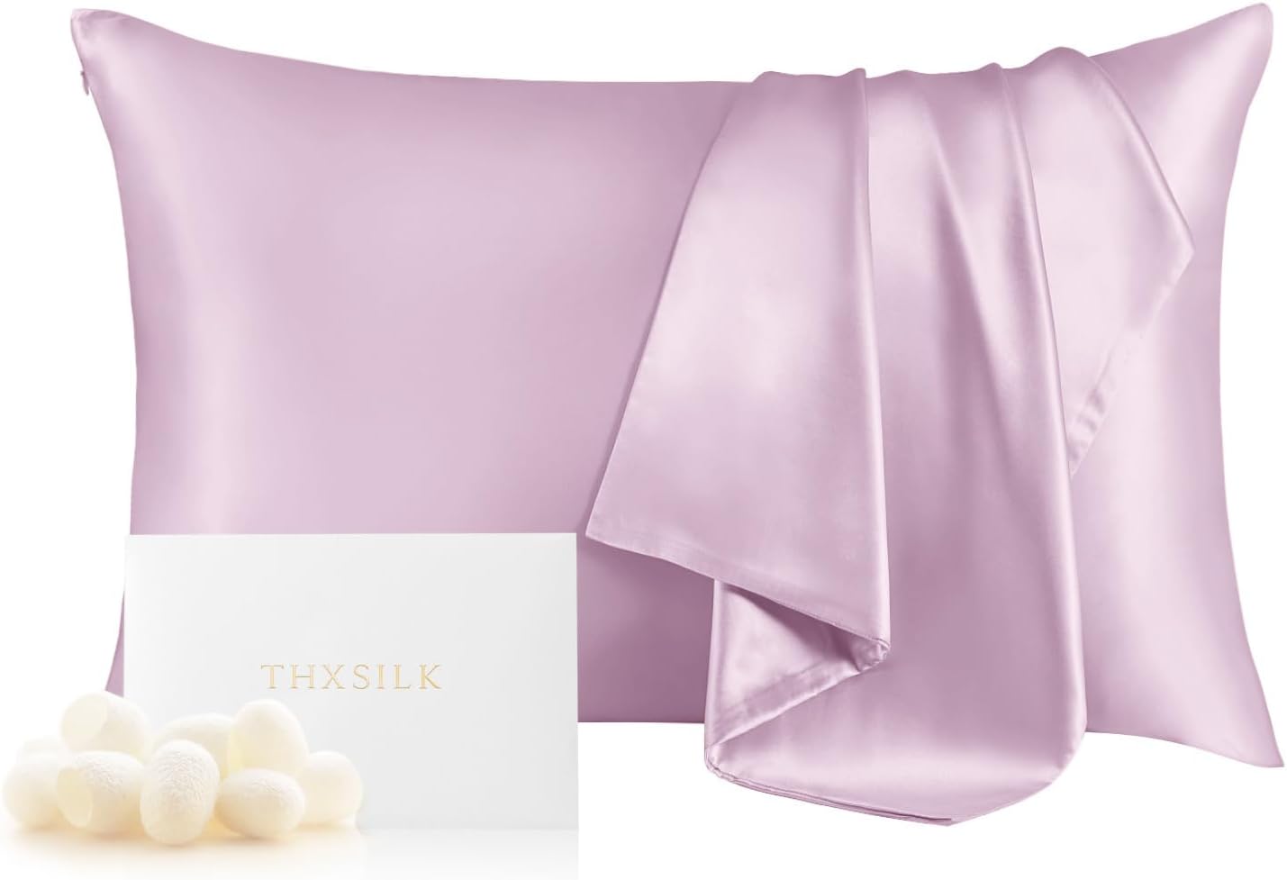 THXSILK Christmas Style 6A+ Grade Mulberry Silk Pillowcase for Hair and Skin, 22 Momme 100% Pure Silk Pillow Case with Hidden Zipper, Christmas Holly Printed Pillow Cover, Red， King