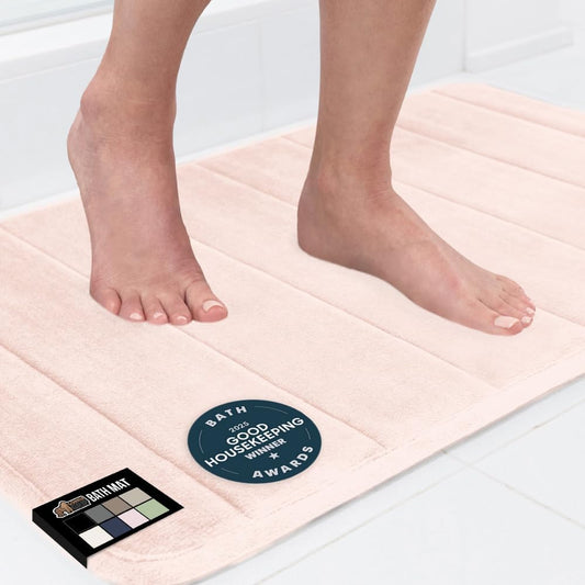 GORILLA GRIP Memory Foam Bath Mat, Soft Absorbent US Designed Bathroom Rug, Gripping Dots Machine Washable Bathmat, Cushioned Floor Mats, Shower Sink Rugs Room Décor Accessories, 30x20 Pink