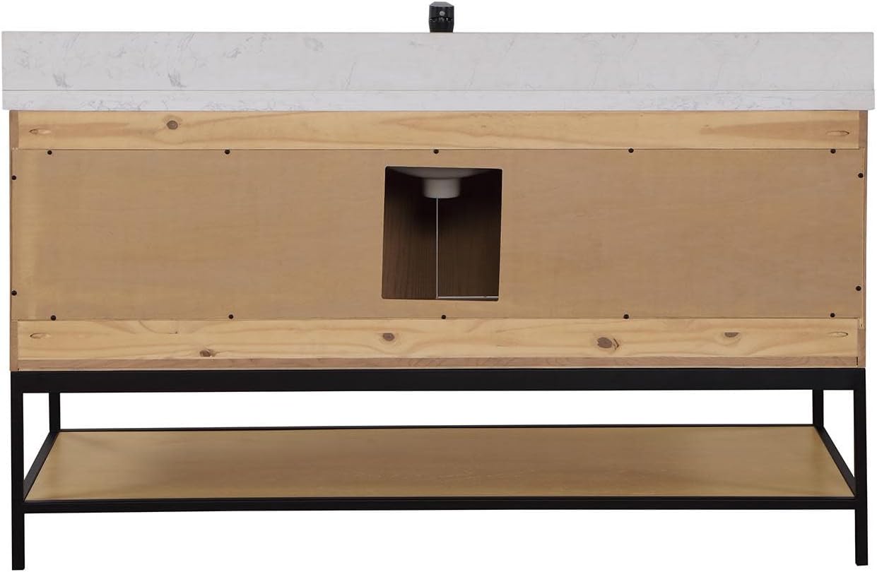 Wildy 60" Single Bathroom Vanity Set in Black Oak Without Mirror