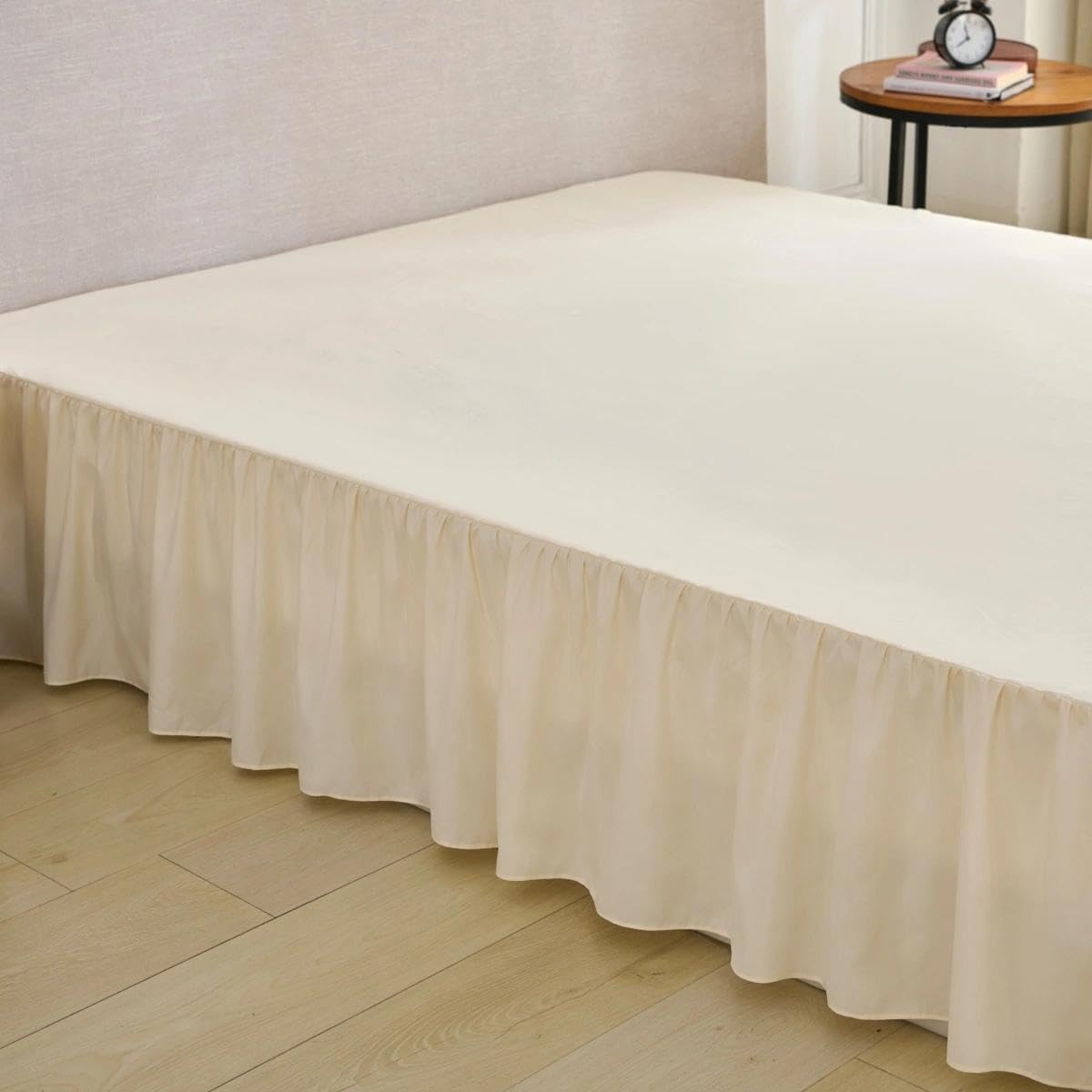Bed Skirt Full Size Ruffled Bed Skirt with Split Corners, Full Bed Skirts 18 Inch Drop with Platform, 18'' Full, Beige