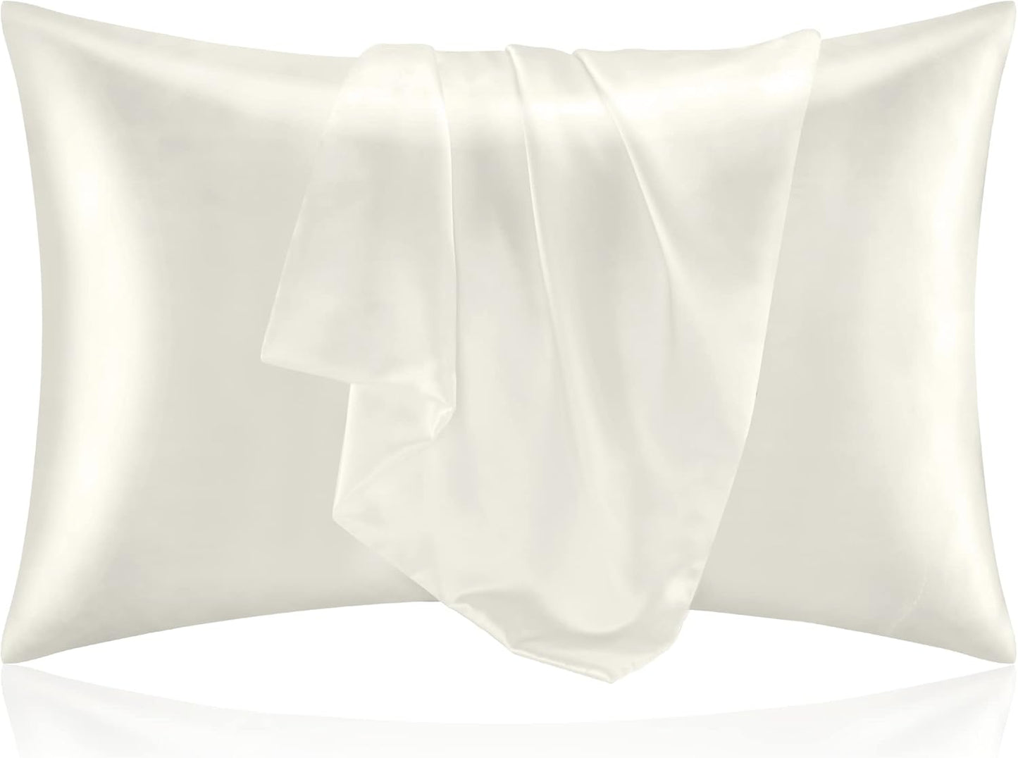 BEDELITE Satin Pillowcase for Hair and Skin, Super Soft and Cooling Similar to Silk Pillow Cases 2 Pack with Envelope Closure, Gift for Women Men(20"x40" King Size, Ivory)