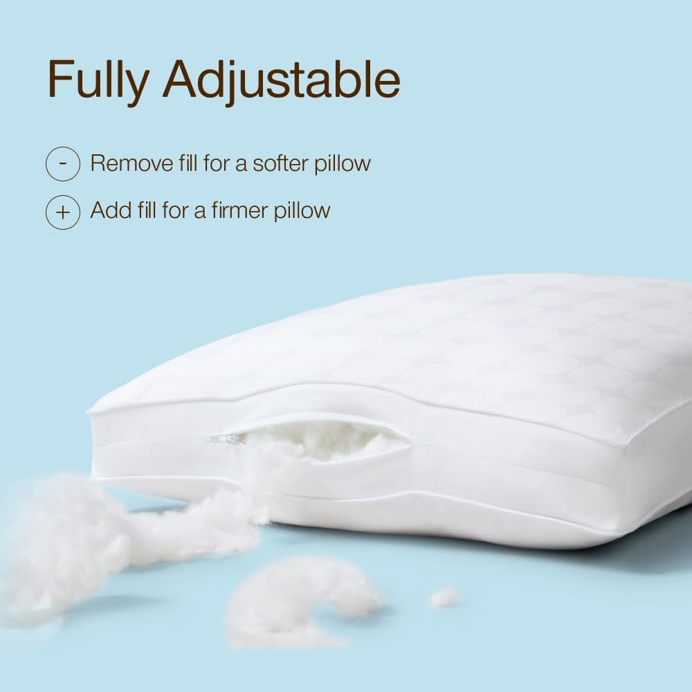 Coop Home Goods Essence Cooling Down Alternative Pillows Set of 2, King Size Adjustable Cooling Pillow for Hot Sleepers, Luxury Cool-to-The-Touch Hotel Pillows for Stomach, Back, or Side Sleepers