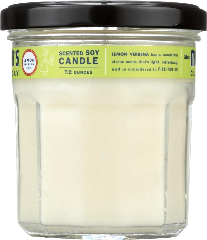 MRS. MEYER'S CLEAN DAY Lemon Verbena Soy Candle, Garden-Inspired Aromatherapy Homekeeping, 35 Hour Burn Time, Made with Essential Oils, 7.2 oz Large Glass Jar Candles (Pack of 2)