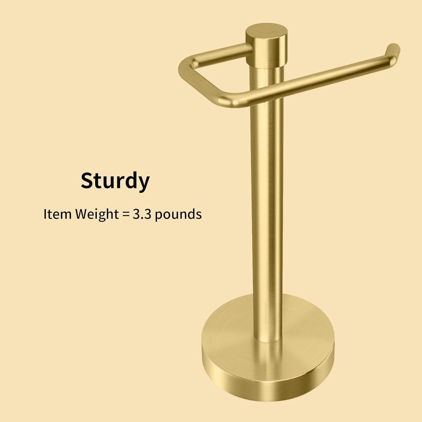 YUMORE Hand Towel Holder Stand Countertop Towel Rack Free Standing Towel Bar Hanger for Bathroom Kitchen (Gold)