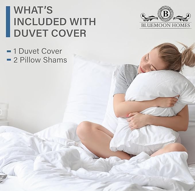 White Duvet Cover Twin Size 1000 Thread Count 100% Egyptian Cotton Long Staple Quilt Cover Silky Soft, Breathable with Hidden Zipper Closure and 7 Corner Ties 1 Piece Duvet Cover