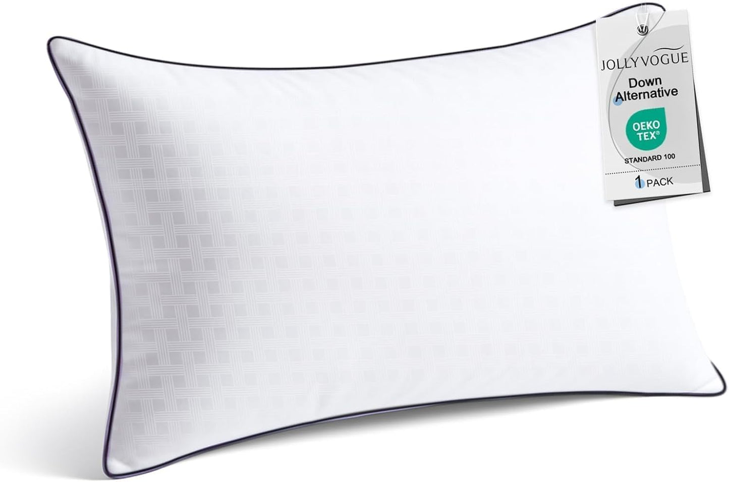 JOLLYVOGUE King Size Bed Pillow 1-Pack, Single Pillow for Sleeping, Breathable and Supportive with Down Alternative Fill, Hotel Collection Pillow for Side, Back, and Stomach Sleepers