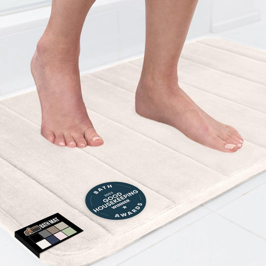 GORILLA GRIP Memory Foam Bath Mat, Soft Absorbent US Designed Bathroom Rug, Gripping Dots Machine Washable Bathmat, Cushioned Floor Mats, Shower Sink Rugs Room Décor Accessories, 30x20 Cream