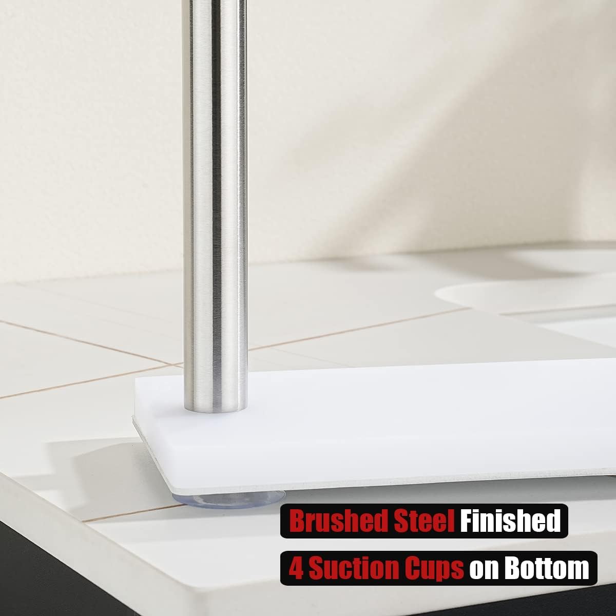 JQK Hand Towel Holder Stand Brushed, Modern Tree Rack Free Standing for Countertop with 12 Inch Bar, 304 Stainless Steel Thicken 0.8mm, HTT170-WN
