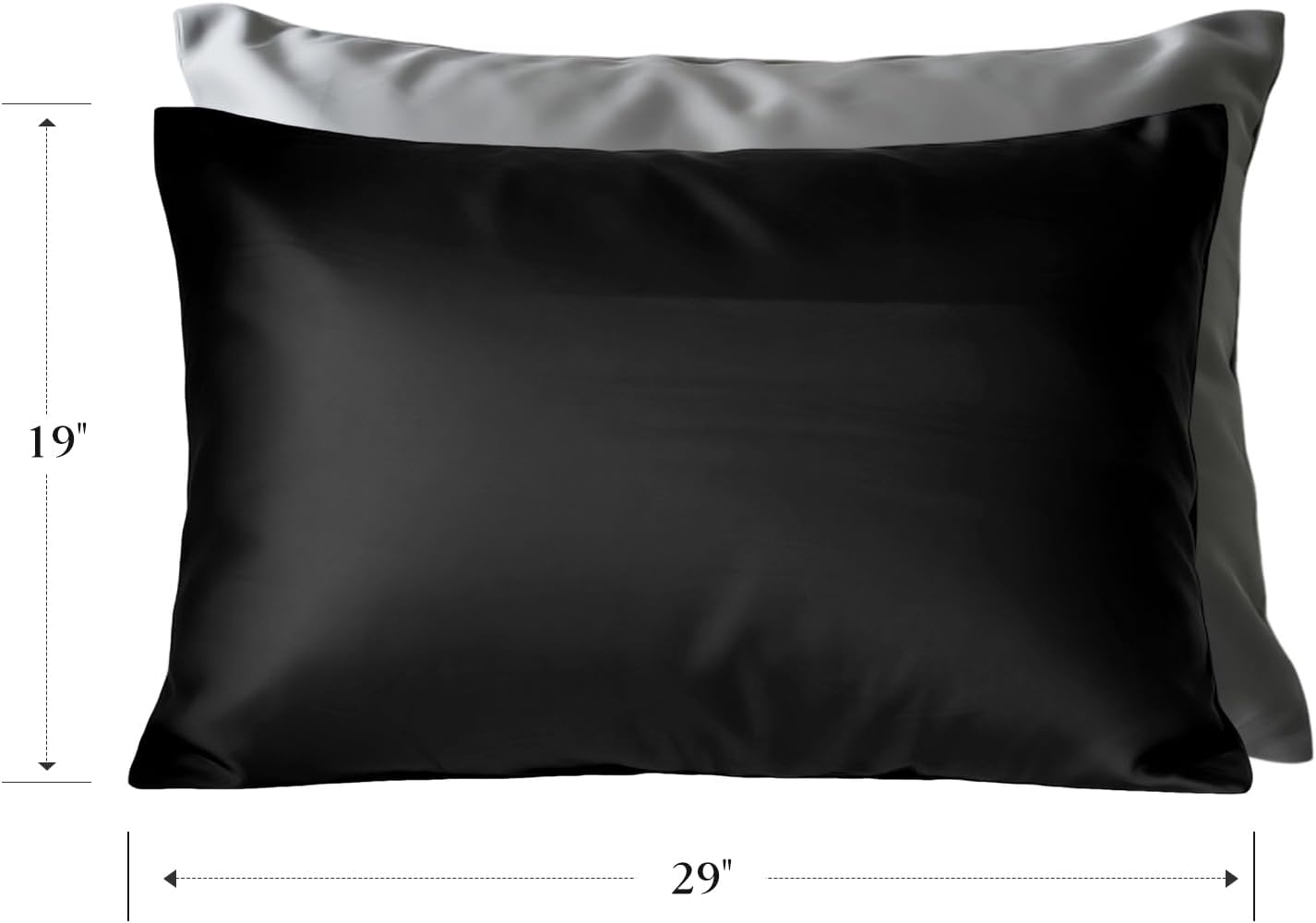 Mulberry Silk Pillowcase for Hair and Skin, Luxury Double Sided Pure Silk Pillowcase, 29x19 Inches, 1Pc (Black)