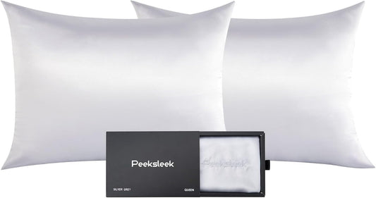 100% Mulberry Silk Pillowcases with Zipper– Luxurious, Anti-Aging Pillow Covers, 22 Momme 6A Grade Silk Pillow Cases 2 Pack for Hair and Skin Care (White, King (U.S. Standard))