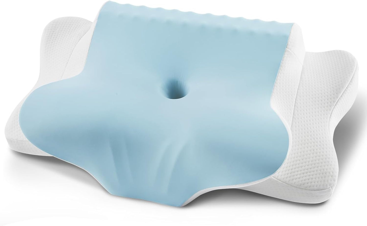 Cervical Pillow for Neck Pain Relief - Cooling Ergonomic Dual-Sided Orthopedic Neck Pillow with Ice Silk Pillowcase, Breathable Memory Foam Contour Pillow for Side, Back, Stomach Sleepers