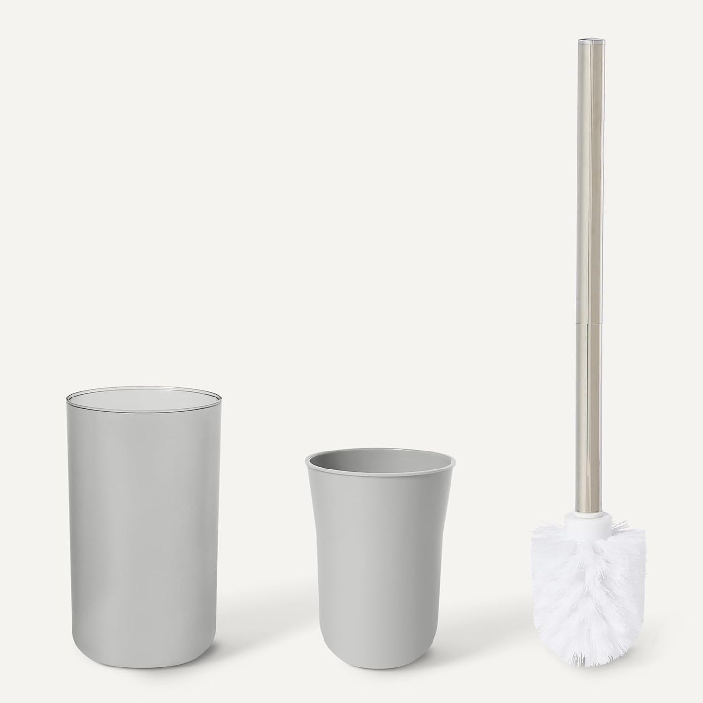 Amazon Basics 6 Pieces Bath Coordinate Set with Toothbrush Holder, Soap Dispenser and Soap Dish, Toothbrush Cup, Trash Can and Toilet Brush & Holder, Grey