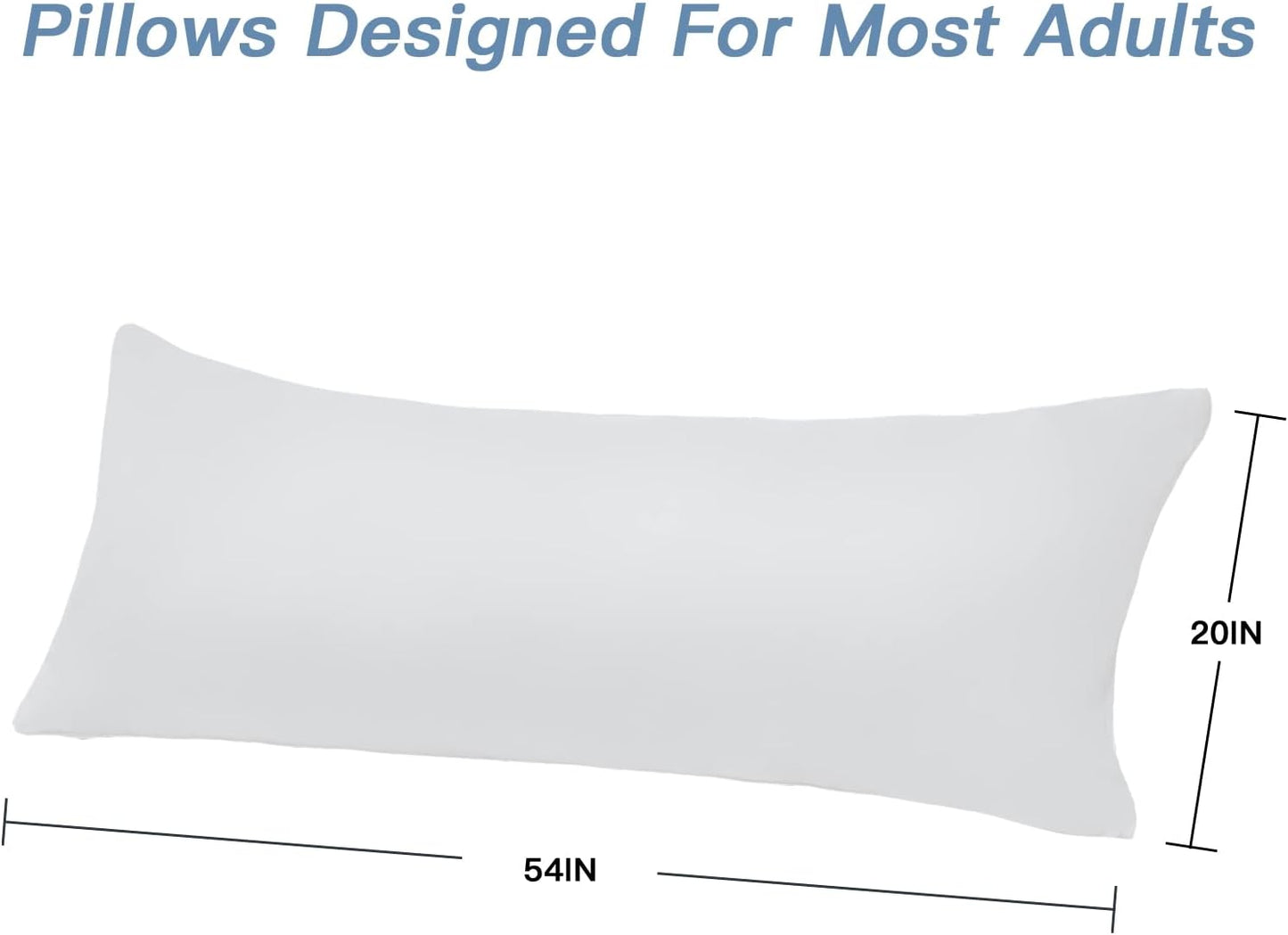 DOWNCOOL Luxury Full Body Pillow Insert with Fiber Cover - Ultra Soft Body Pillow for Sleeping - Breathable Long Bed Pillow Insert, 20"x54"(White, with Cover)