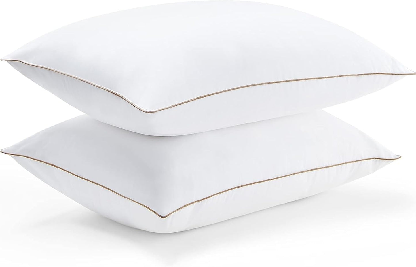 puredown® Goose Feathers and Down Pillows, Premium Medium to Firm Bed Pillows for Sleeping, Luxury Pillows with 100% Cotton Cover, 2 Pack, Queen Size, 20x30 Inches