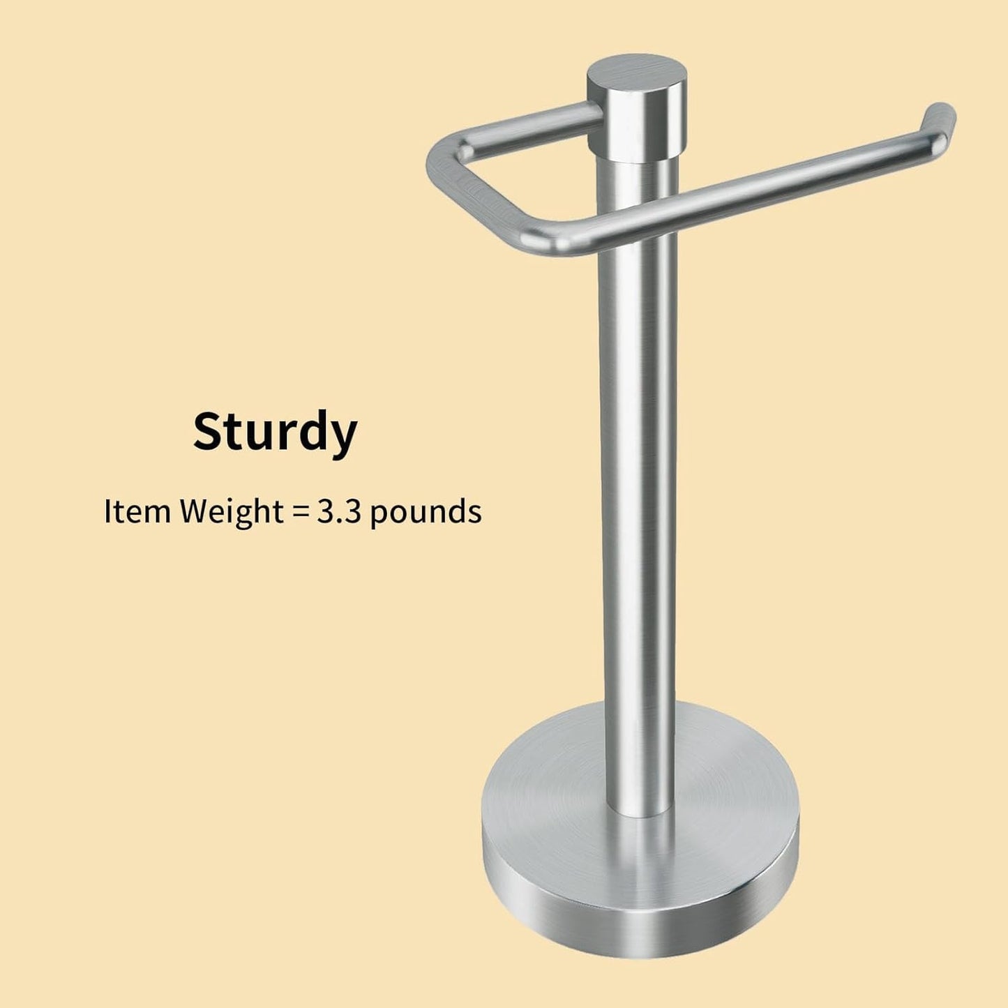 YUMORE Hand Towel Holder Stand Countertop Towel Rack Free Standing Towel Bar Hanger for Bathroom Kitchen (Brushed Nickel)