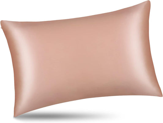 ALASKA BEAR Silk Pillowcase for Curly Hair and Skin Women Real Mulberry Silk Pillow Case Standard Single (1 Pack, Rose Gold)