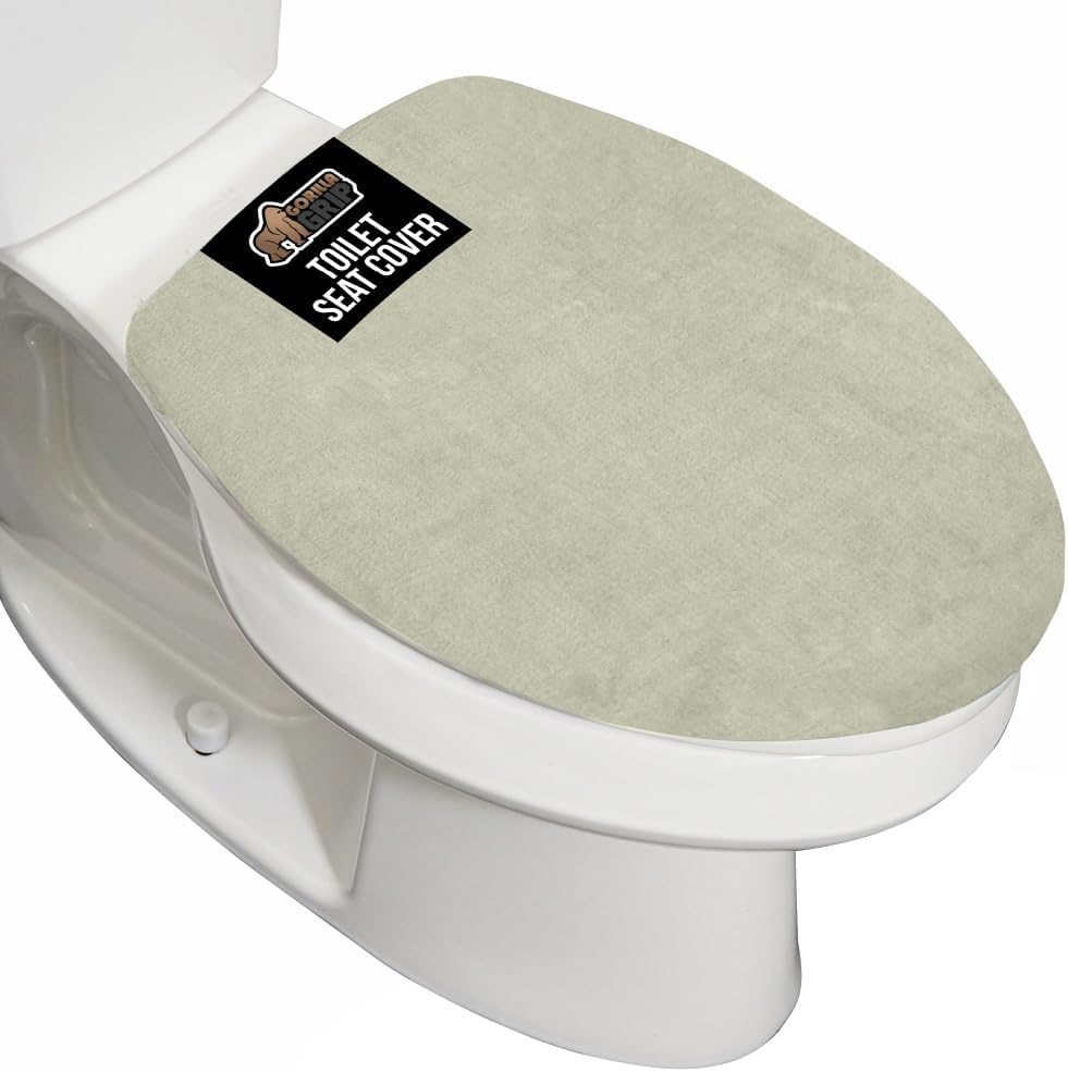 GORILLA GRIP Thick Memory Foam Bathroom Toilet Lid Seat Cover, Soft Velvet Topside, Machine Wash, Plush Cushioned Covers Fits Most Size Lids, Decorative Bath Room Accessories, 19.5x18.5, Sage