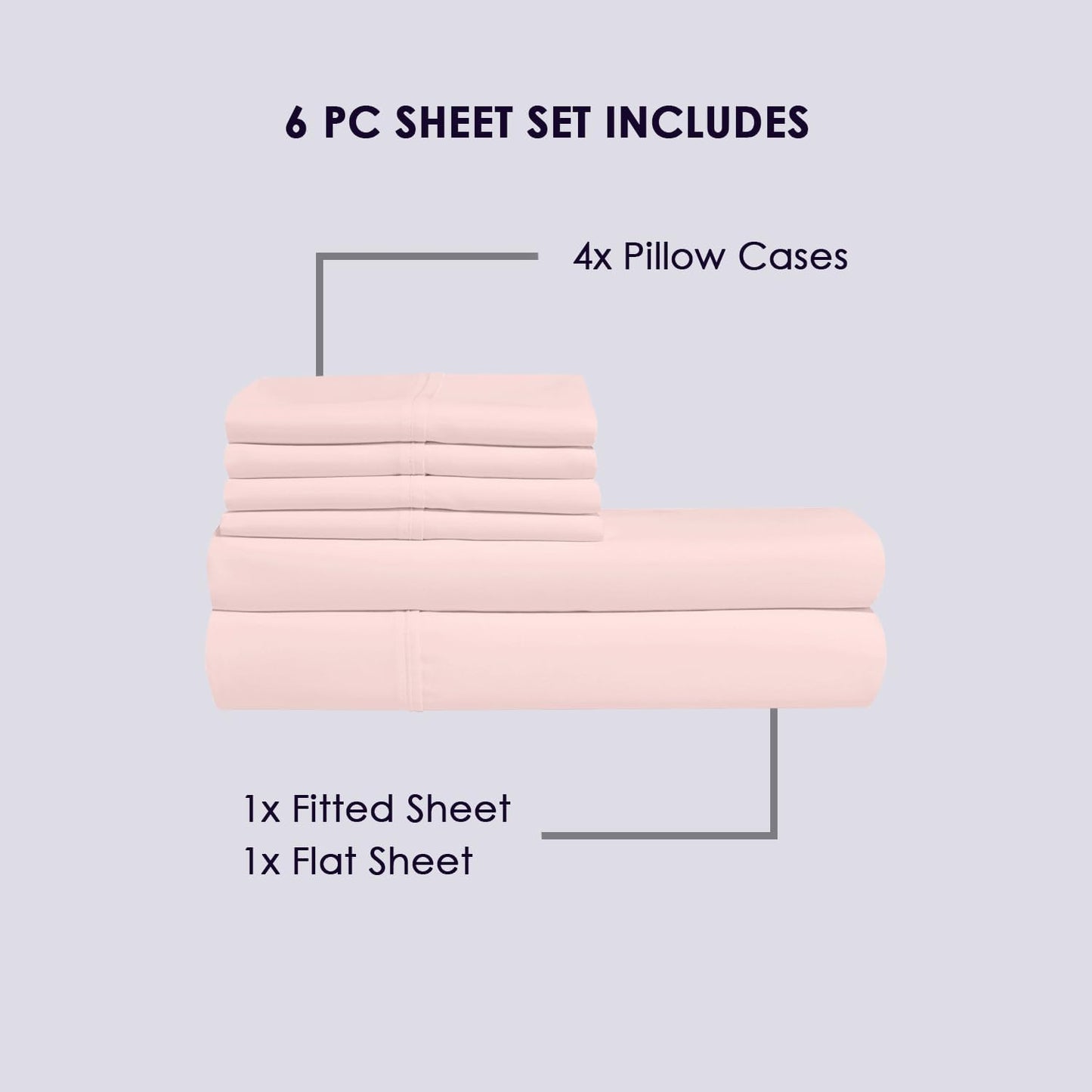 Pizuna Pure 100% Cotton Queen Size Sheets, 800 Thread Count Long Staple Cotton Crisp Sateen Sheets in Light Pink with 15in Deep Pocket
