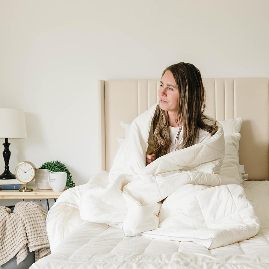 Woolino Premium Australian Wool Duvet Insert Bed Comforter, Mid-Weight Wool Comforter, Washable, Queen