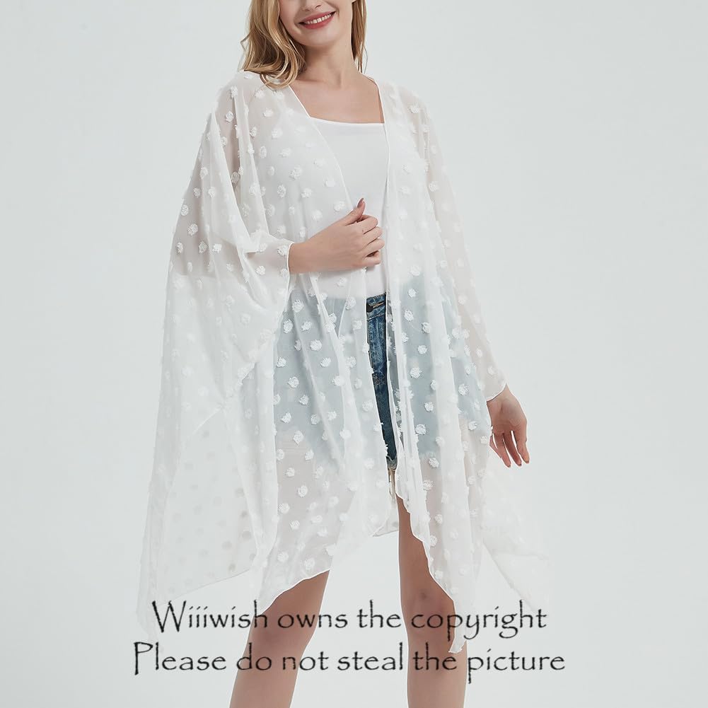 Women's Bohemian Floral Chiffon Beach Cover up Swimsuit Kimono Summer Swimwear Cardigans