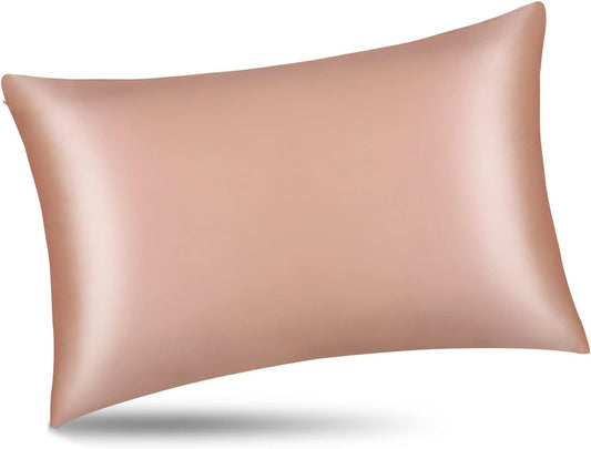 ALASKA BEAR Silk Pillowcase for Curly Hair and Skin Women Real Mulberry Silk Pillow Case Queen Single (1 Pack, Rose Gold)