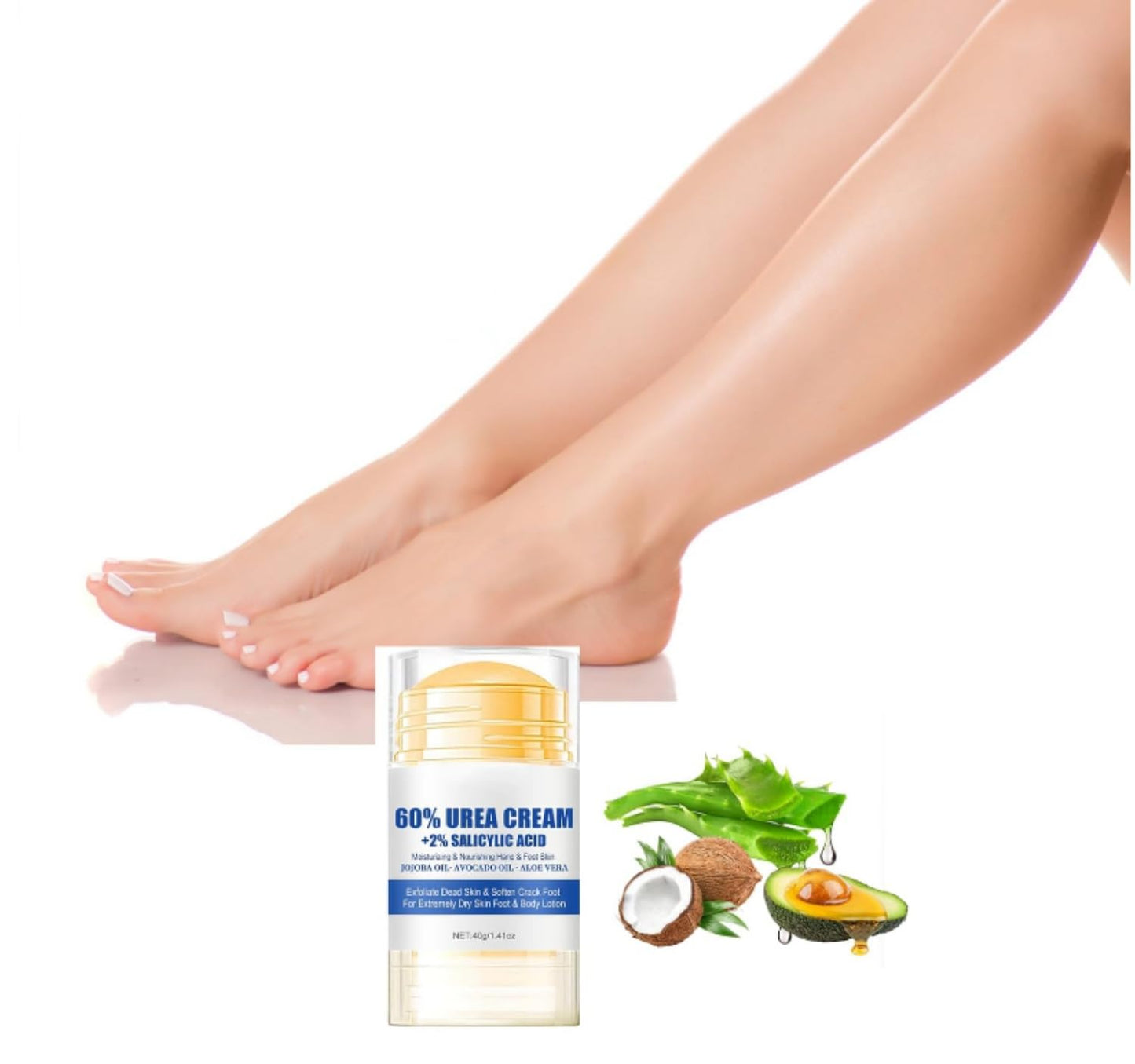 60% Urea Foot Cream Care Stick for Feet Plus 2% Salicylic Acid, 2026 New Urea Heel Stick Cream 60 Percent Foot Callus Remover Cream for Feet Maximum Strength, for Dry Cracked Heels, Hands, Knees (3)