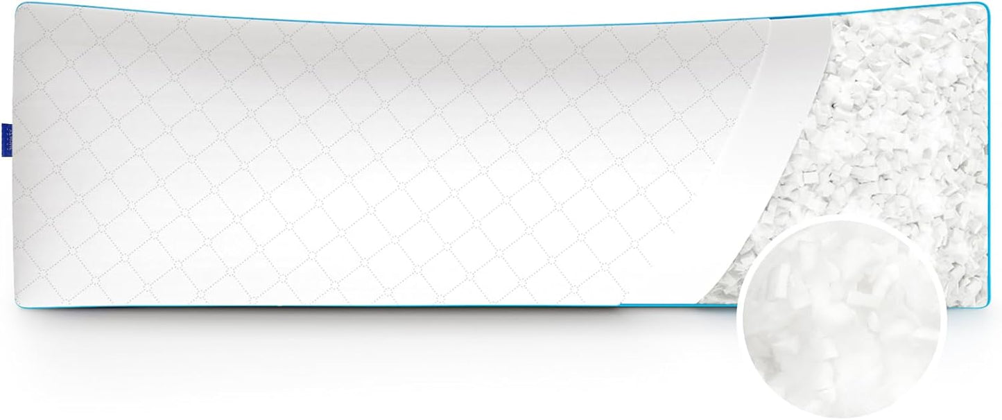 YZ HOME Long Body Pillow for Adults - Firm Body Pillow Insert with Shredded White Memory Foam, Adjustable Height, Soft Support for Side Sleeping, Pregnant Women, Washable (White, 20x54 Inch)
